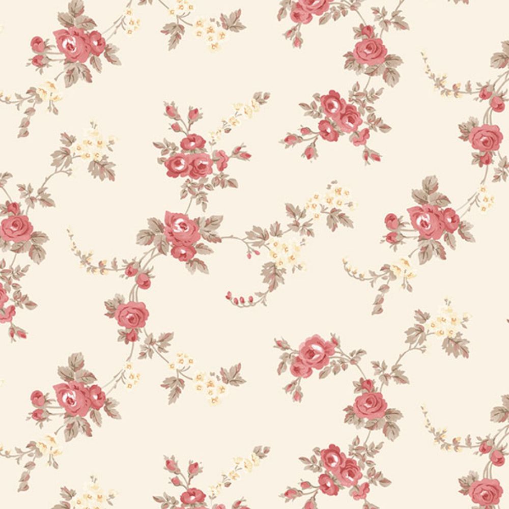 Patton Wallcoverings AF37708 Flourish (Abby Rose 4) Chic Rose Wallpaper in Red, Cream & Brown
